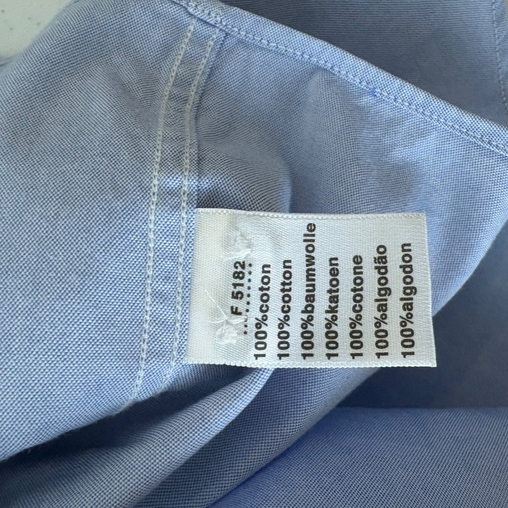 VTG Lacoste Mens Oxford Button Down Shirt Size 42 Blue Classic Fit Logo Preppy - Picture 9 of 10
